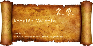 Koczián Valéria névjegykártya